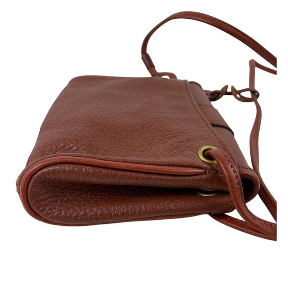 Vintage Liz Claiborne Brown Leather Crossbody Bag Buckle & Adjustable Strap - Picture 7 of 16